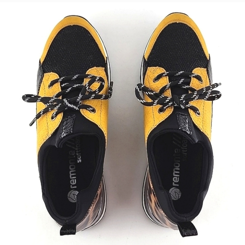 Remonte Women's Lace Up Casual Leopard Print Yellow Black Trainers Shoes 40 - Picture 10 of 16